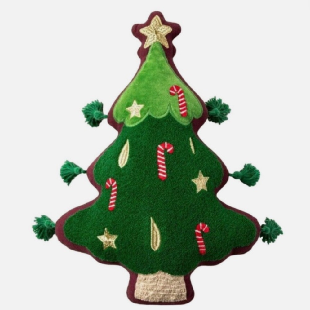 NWT Darling Opalhouse Jungalow Christmas tree pillow 12x17